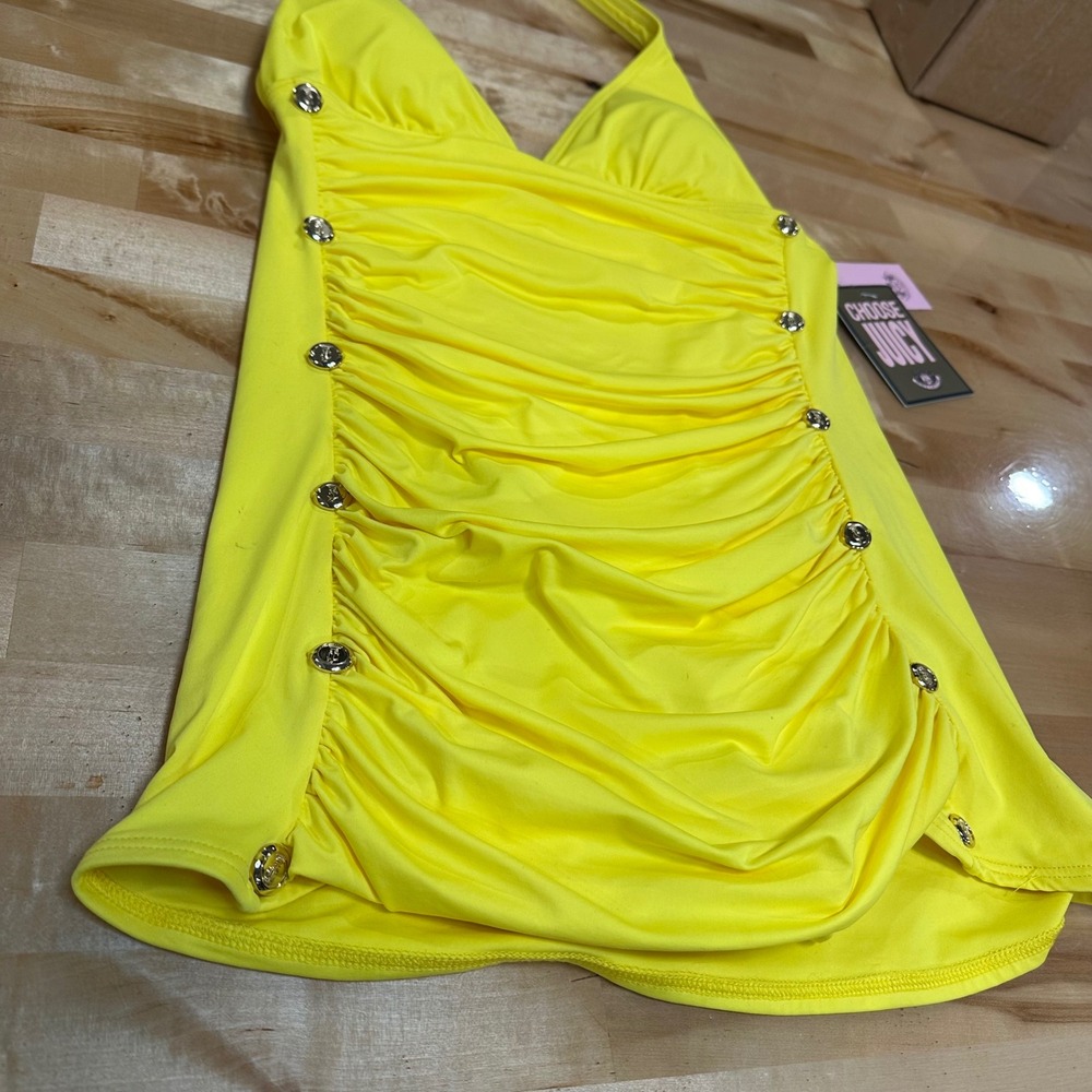 Vintage NWT Juicy Couture Regal Halter Swim Dress Gold Buttons $164 MSRP Size M - Picture 3 of 8